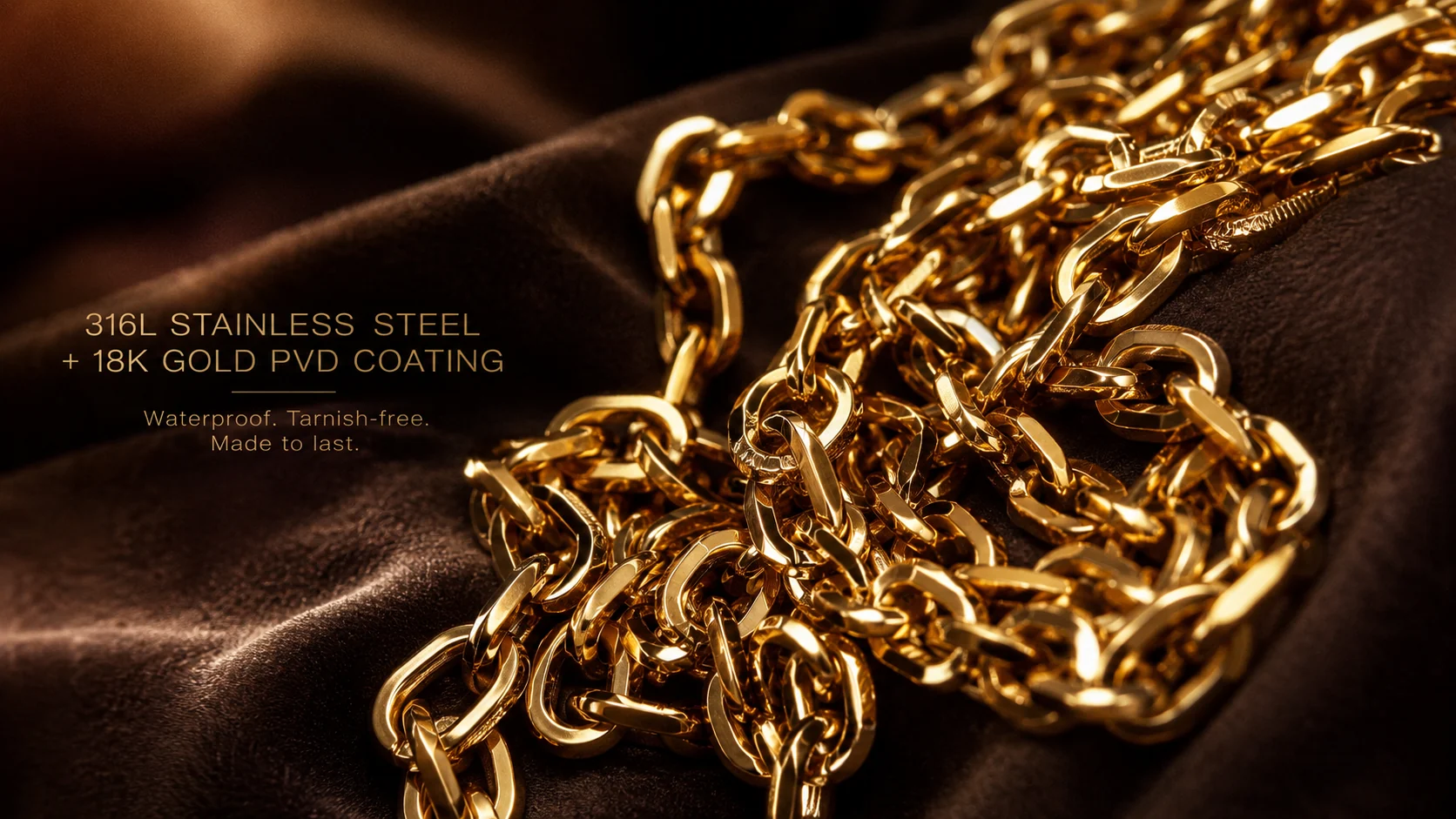 316L stainless steel with 18K gold PVD coating